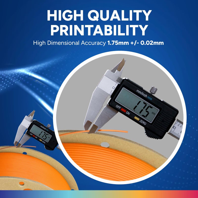 OVERTURE PLA Plus (PLA+) Filament 1.75mm, Stronger & More Durable, Professional Toughness 3D Printer Filament 1kg (2.2lbs), High Precision +/- 0.02mm, Tangle-Free (Orange) - Image 4